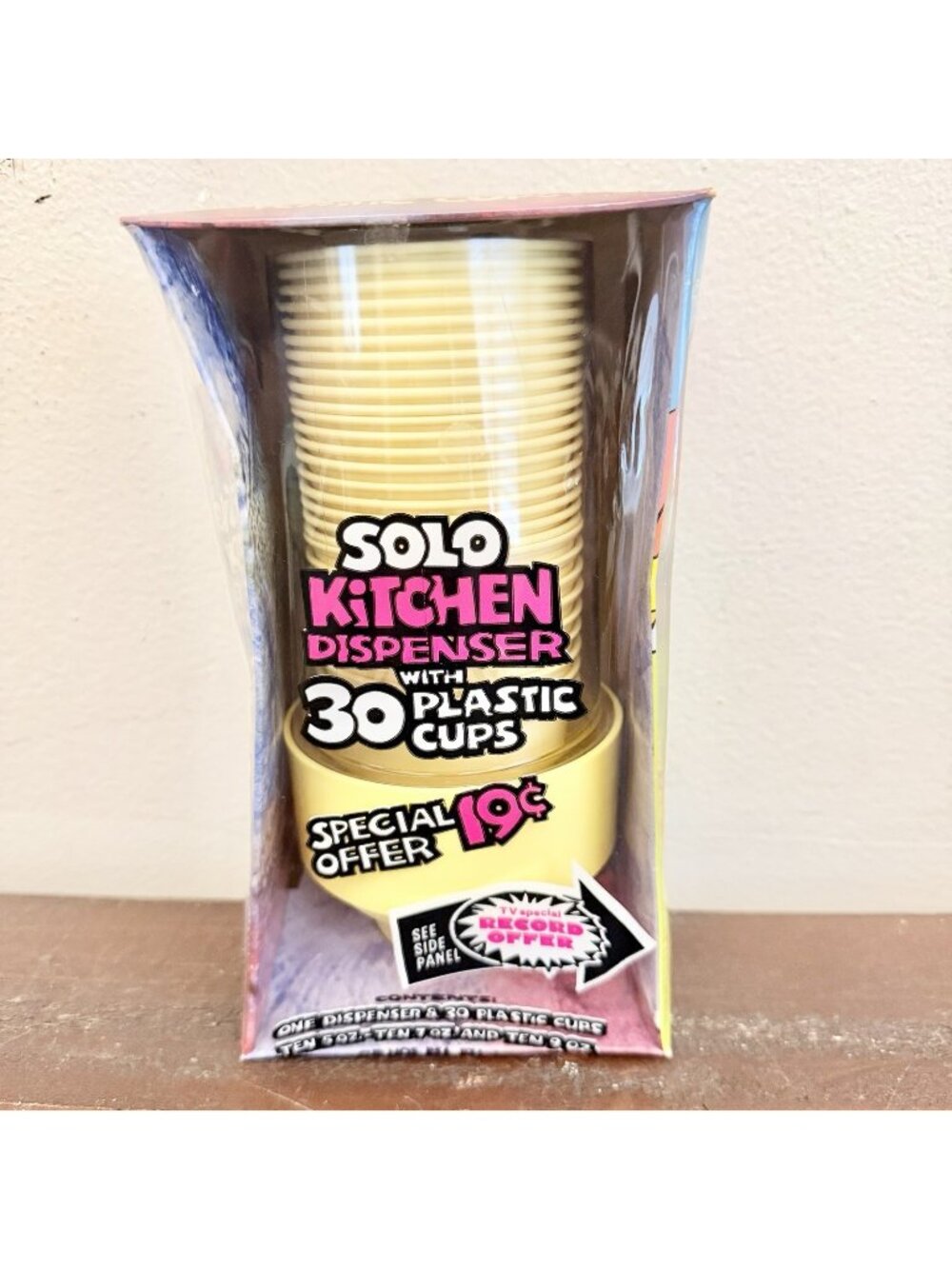 Vintage Solo 579 Kitchen Cup Dispenser Yellow 30 Cups 1972 NOS MCD-1 MCM Retro